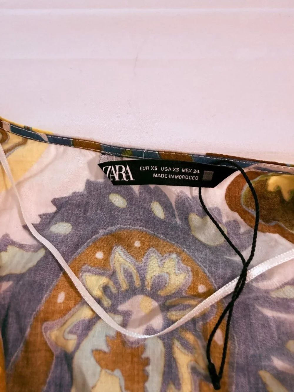 Zara Paisley Wrap Crop Top XS Boho Cotton Long Sleeve Blouse NWOT - Picture 4 of 6